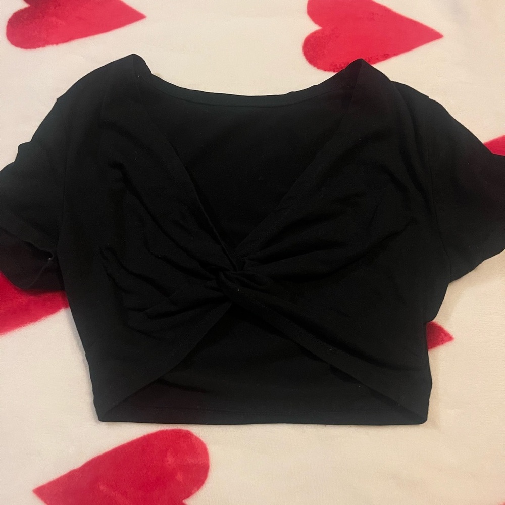 Black Twist-Front Crop Top
